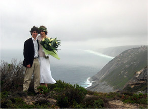 Photograph of bride and groom at Sharp Point, Albany, Western Australia